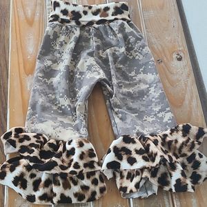 Custom made ruffle bottom pants